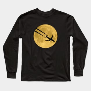 Airplane over the moon Long Sleeve T-Shirt